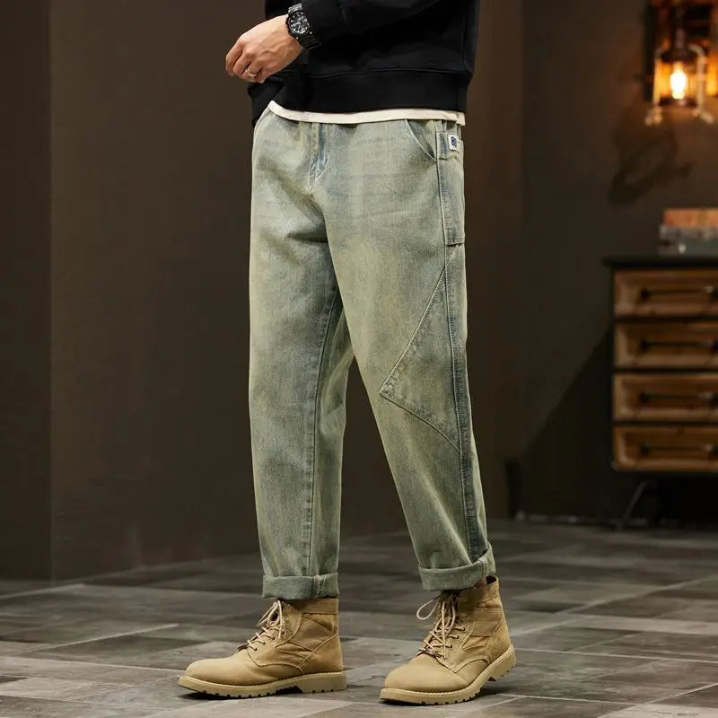 Jeans Baggy Hombre Anchos | Pantalones Vaqueros Oversize Retro Streetwear Patchwork Azul