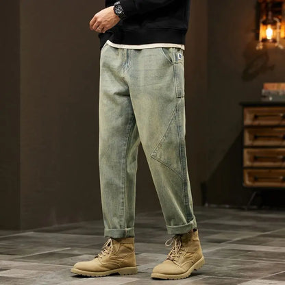 Jeans Baggy Hombre Anchos | Pantalones Vaqueros Oversize Retro Streetwear Patchwork Azul
