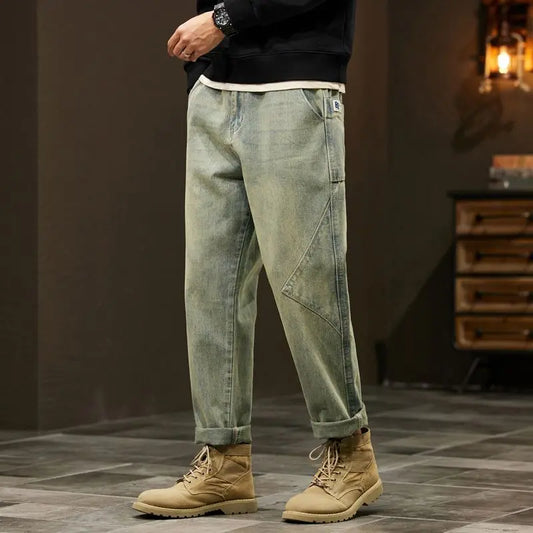 Jeans Baggy Hombre Anchos | Pantalones Vaqueros Oversize Retro Streetwear Patchwork Azul