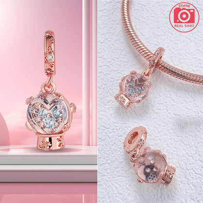 Charm Colgante Pareja Plata 925 y Oro Rosa | Compatible Pandora Original | Pulsera o Collar Mujer