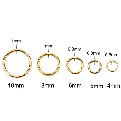 100pcs Anillas Abiertas de Acero Inoxidable PVD – Conectores para Collares y Pulseras, Accesorios de Joyería
