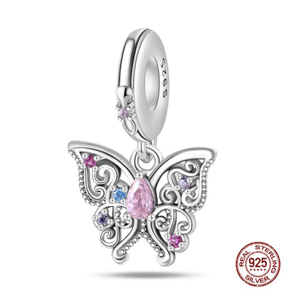 Charm Mariposa de Plata 925 | Dije para Pulsera o Collar 3mm Mujer Joyería Fina