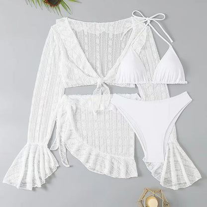 Bikini 4 Piezas Mujer 2025 | Traje de Baño Sexy con Cover Up Manga Larga Estilo Brasileño