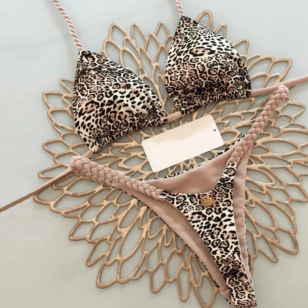 Bikini Mujer Leopardo Sexy | Traje de Baño Tanga Swimwear Playa Verano