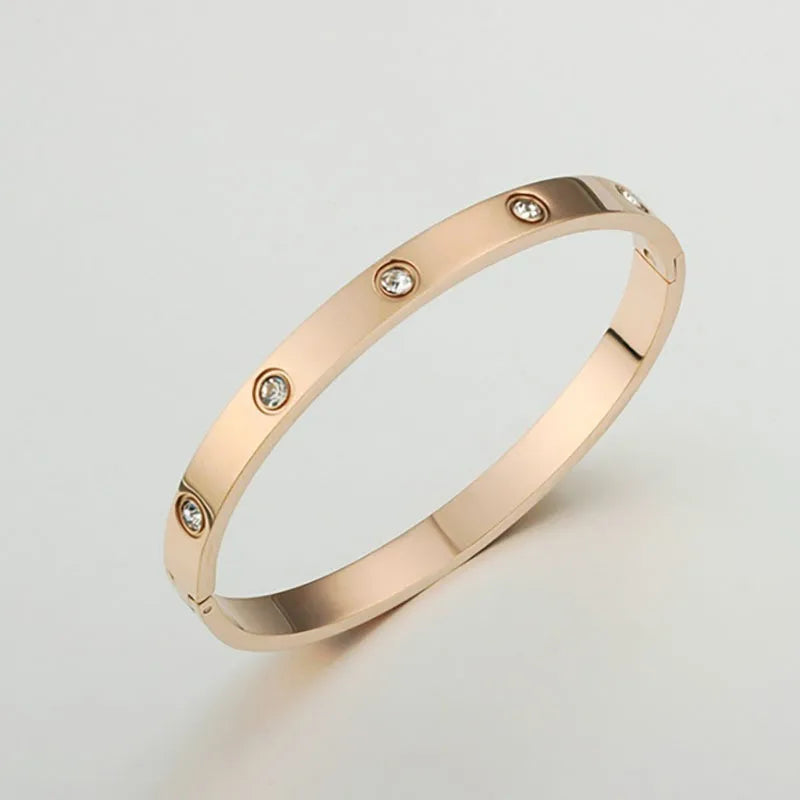 Pulsera Brazalete Unisex Dorado | Brazalete de Moda Brillante con Inscripción Love | Joyería Ligera de Lujo para Hombre y Mujer