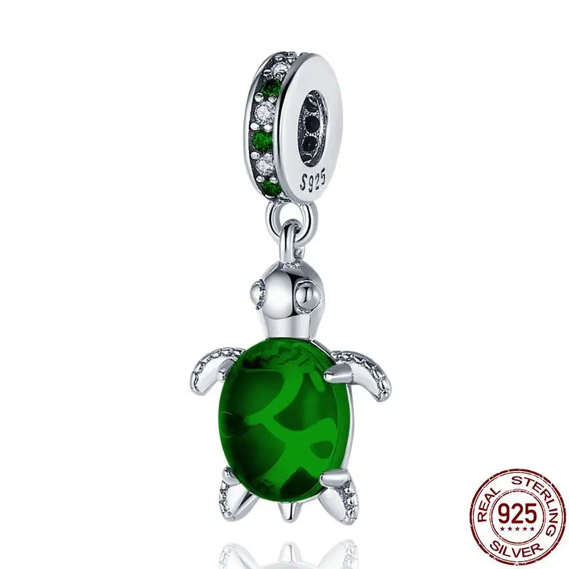 Charm camaleón y luciérnaga en plata 925 – Dije animal brillante, compatible Pandora, pulsera y collar mujer