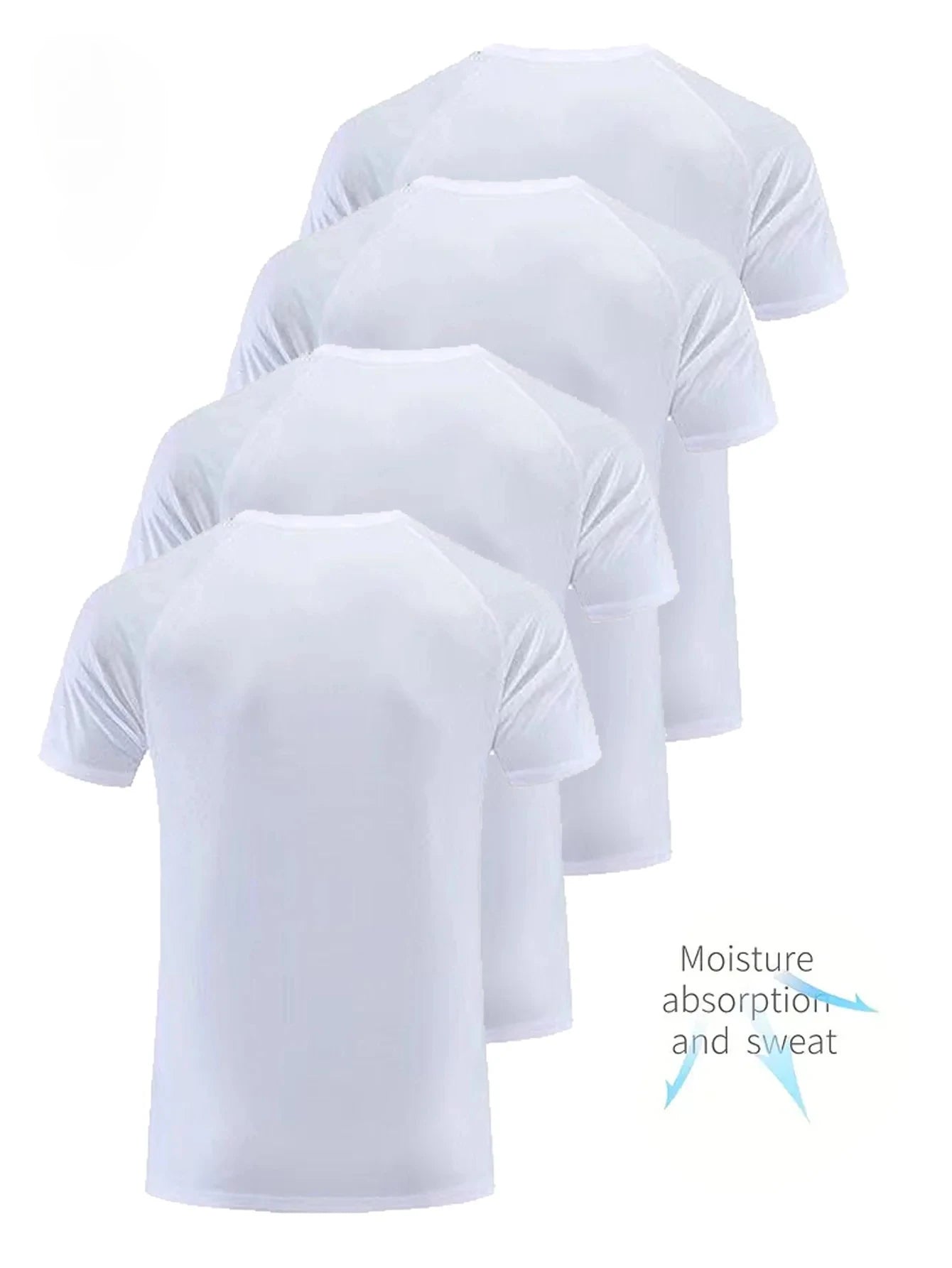 Pack de 4 Camisetas de Hombre – Blanco y Negro, Ligeras, Secado Rápido, Transpirables y Absorbentes, Fitness, Gym y Running
