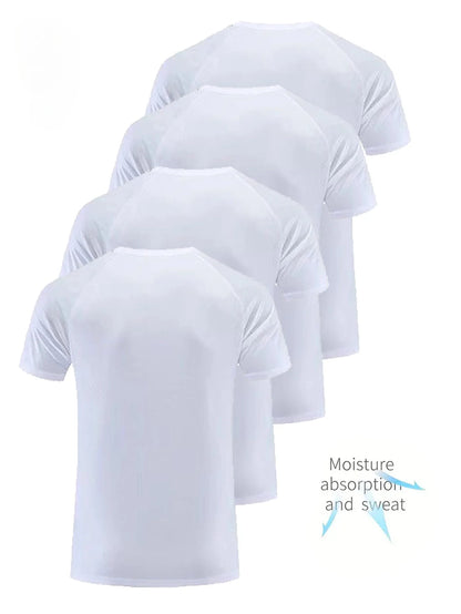 Pack de 4 Camisetas de Hombre – Blanco y Negro, Ligeras, Secado Rápido, Transpirables y Absorbentes, Fitness, Gym y Running