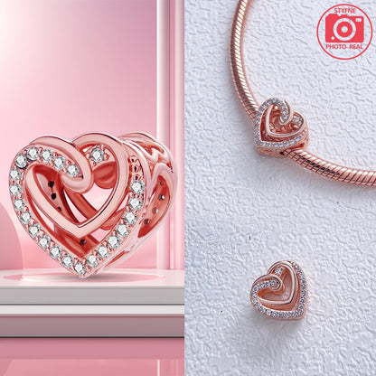 Charm Colgante Pareja Plata 925 y Oro Rosa | Compatible Pandora Original | Pulsera o Collar Mujer