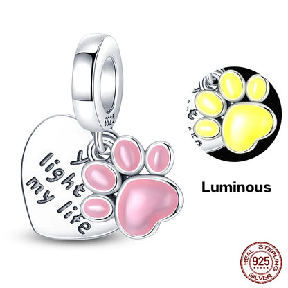 Charm camaleón y luciérnaga que brilla en la oscuridad – Plata 925 para pulsera tipo Pandora, joyería DIY única