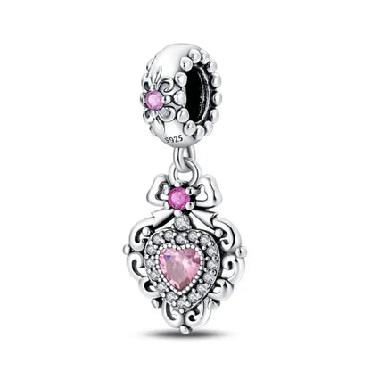 Charm Espejo Mágico Princesa Ángel Rosa en Plata 925 – Beads Compatibles Pandora Mujer Joyería DIY