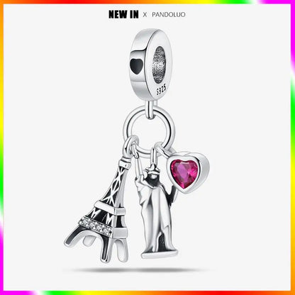 Charm Torre Eiffel plata 925 – Colgante de edificio emblemático para pulsera tipo Pandora mujer