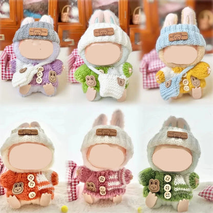 Accesorios Muñeca Conejito – Ropa Tejida con Gorro Orejas de Conejo y Suéter de Corazón para Juguetes y Coleccionistas