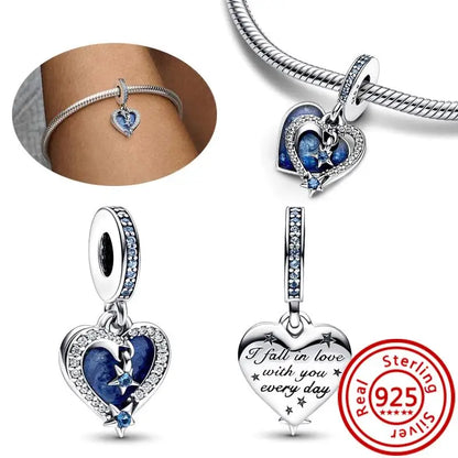 Charm Espacio y Galaxia en Plata 925 – Abalorios Astronauta, Planeta y Estrellas para Pulsera Original Mujer