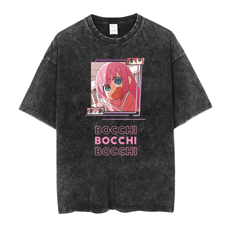 Camiseta Oversized Bocchi Club | Anime Bocchi The Rock Hombre | Algodón Estampada Creativa