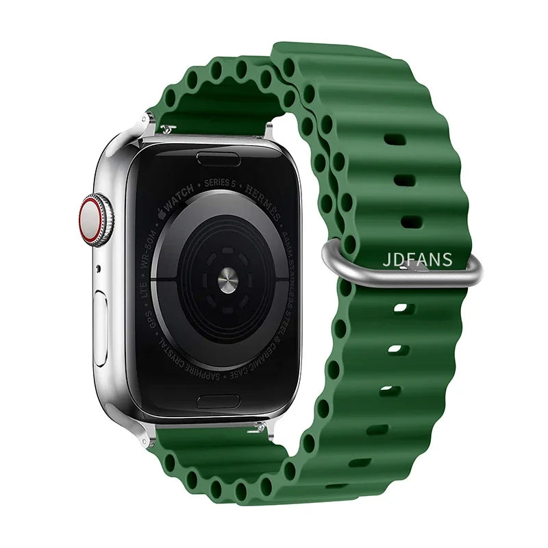 Correa Ocean Band Compatible con Apple Watch | Pulsera Deportiva Ajustable 49mm 45mm 44mm 41mm 40mm Series SE 3 6 7 8 9 10 Ultra