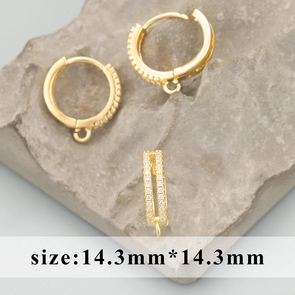 GUFEATHER 6pcs Accesorios de Joyería MG23 | Ganchos Cierre con Zirconias, Cobre Chapado en Oro 18K y Rodio PVD