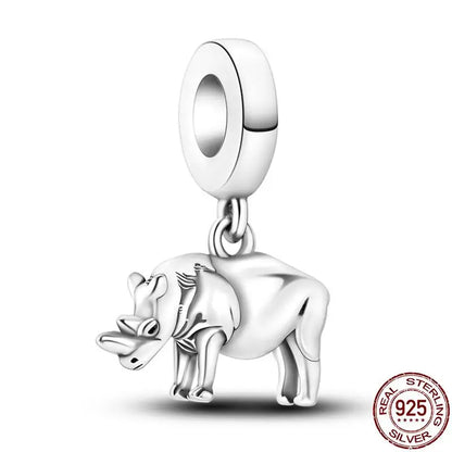 Charm camaleón y luciérnaga en plata 925 – Dije animal brillante, compatible Pandora, pulsera y collar mujer
