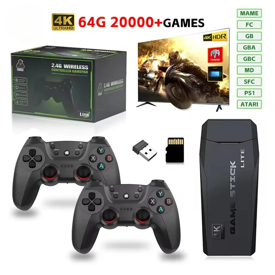 M8 Game Console 20000+ Games 64GB Built-in 2-Player 2.4G Wireless Controllers 4K HD PS1 GBA Video Games Christmas Gift