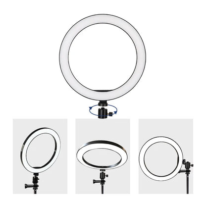Anillo de luz LED regulable con trípode – Luz de estudio para cámara, teléfono y video con control de brillo para selfies y streaming