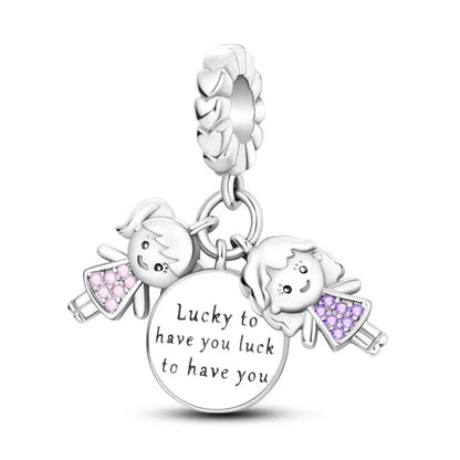 Charm hermana corazón en plata 925 – Compatible Pandora y pulseras 3mm, joyería DIY mujer