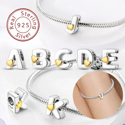 Charm Letras A-Z Plata 925 | Abecedario Completo para Pulseras Compatibles Pandora