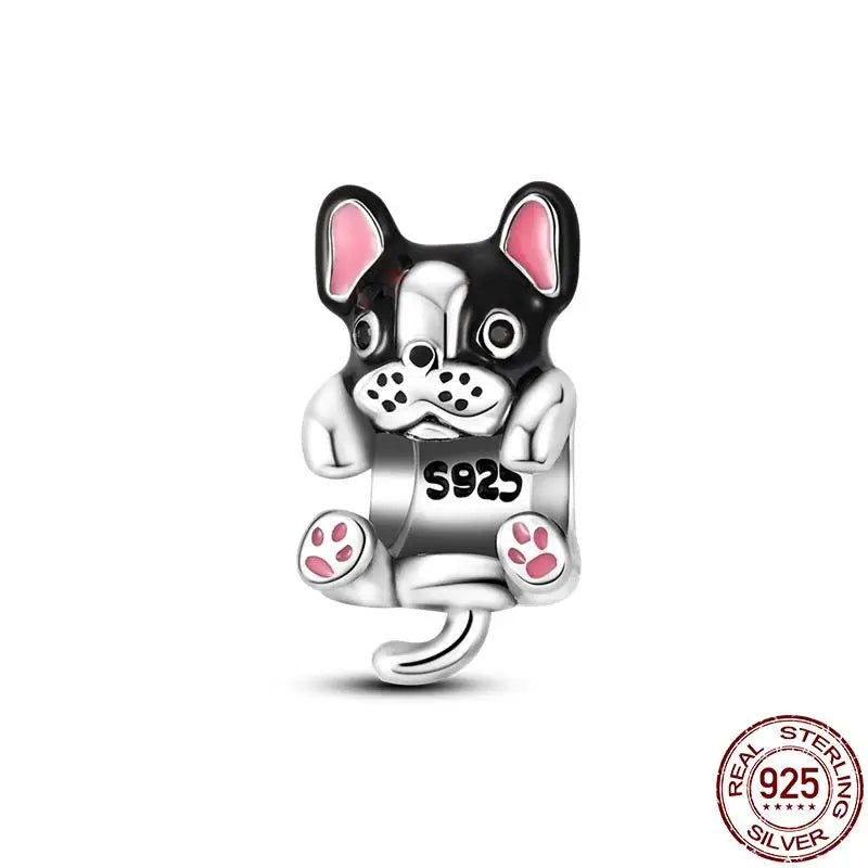 Charm animal mascota en plata 925 – Abalorio elegante para pulsera o collar tipo Pandora, joyería personalizada mujer
