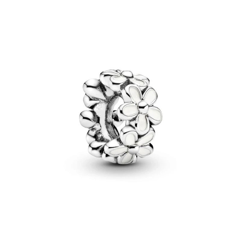 Charm Plata 925 Flores Rosadas | Cerezo y Margarita Brillante Compatible Pandora