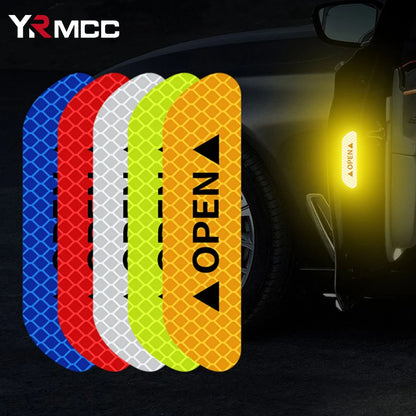 4PCS Stickers Reflectivos Puerta Auto – Cinta Advertencia Seguridad