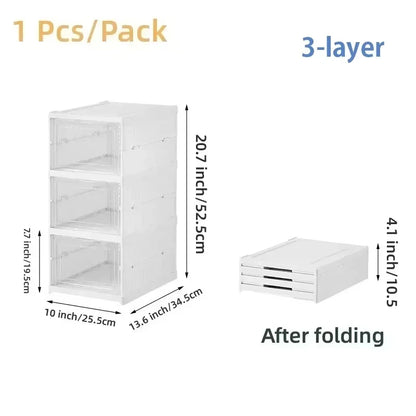 Organizador de Zapatos Plegable 3/6 Niveles – Caja Transparente Apilable y Antipolvo | Mueble Zapatero de Plástico