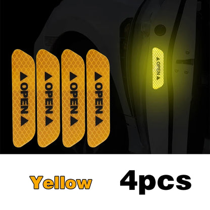 4PCS Stickers Reflectivos Puerta Auto – Cinta Advertencia Seguridad
