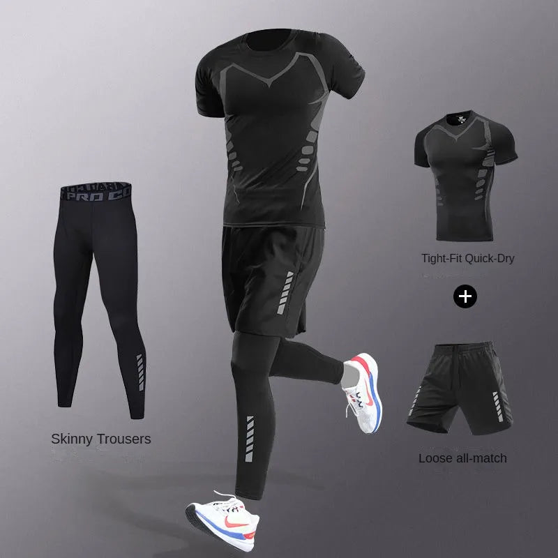 Conjunto Deportivo de Hombre 3-7 Piezas – Tracksuit Completo de Fibra Ice, Secado Rápido para Running, Gym, Ciclismo y Fitness