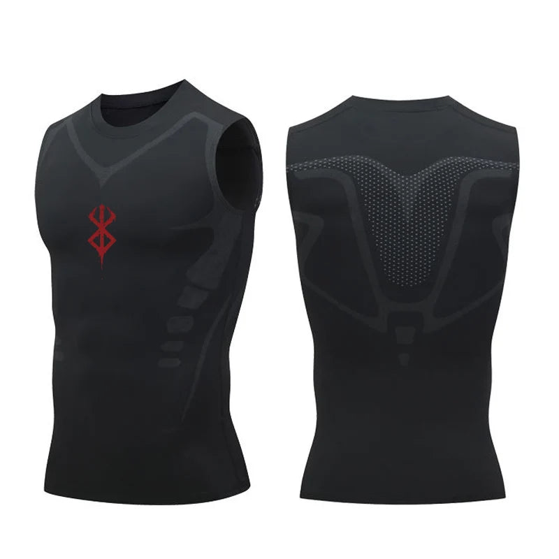 Camiseta Compresiva sin Mangas para Hombre – Tank Top de Gym, Fitness y Baloncesto con Malla y Secado Rápido