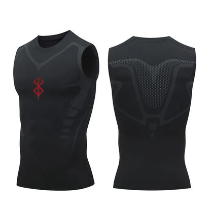 Camiseta Compresiva sin Mangas para Hombre – Tank Top de Gym, Fitness y Baloncesto con Malla y Secado Rápido
