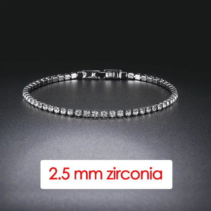 Pulsera tenis mujer plata con circonias AAA+ – Joyería elegante hip hop, cristal brillante para bodas y moda juvenil