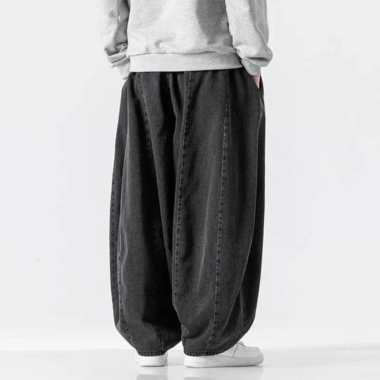 Pantalones Casual Japoneses para Hombre – Jeans Lantern Baggy Oversize Hip Hop Streetwear Pierna Ancha Denim