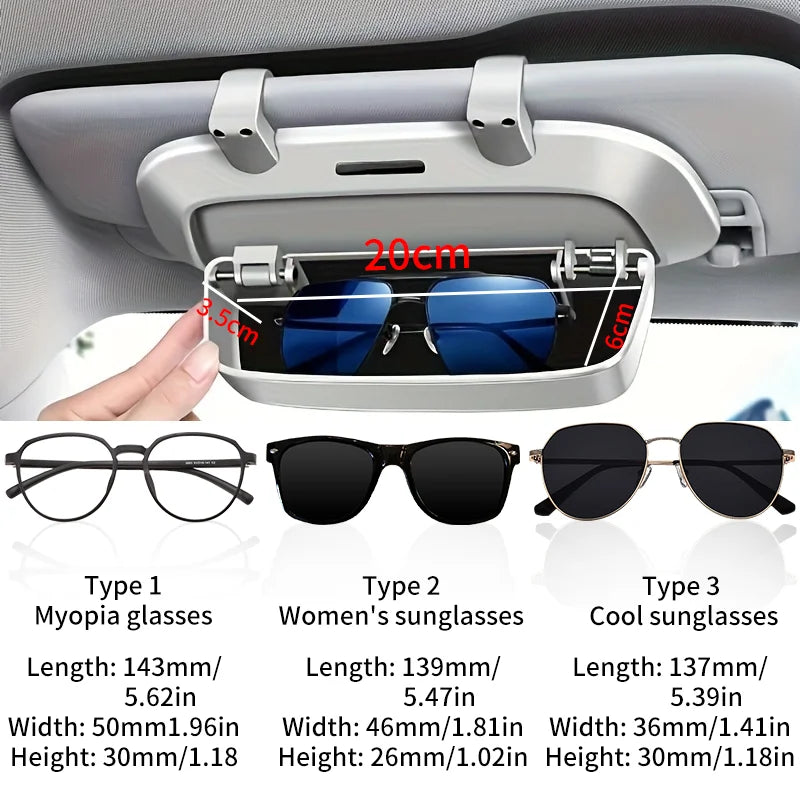 Estuche para gafas de coche | Clip de visera multifuncional porta gafas y caja de almacenamiento