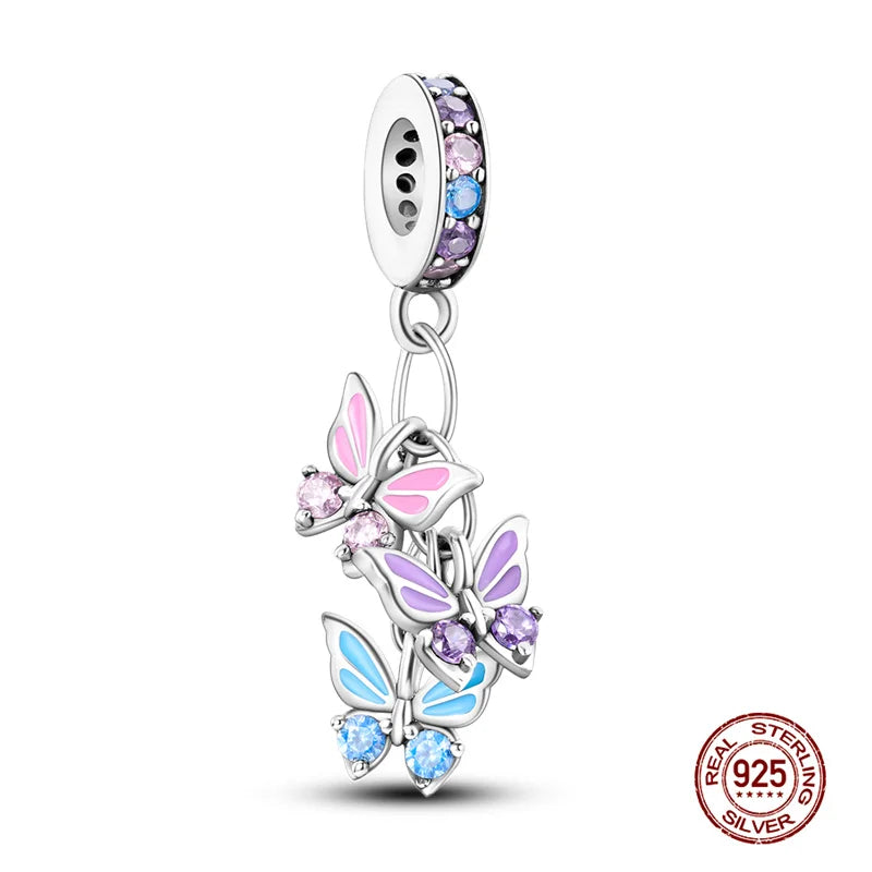 Charm Mariposa de Plata 925 | Dije para Pulsera o Collar 3mm Mujer Joyería Fina