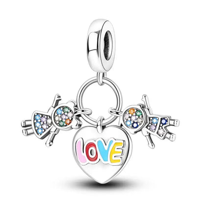 Charm hermana corazón en plata 925 – Compatible Pandora y pulseras 3mm, joyería DIY mujer