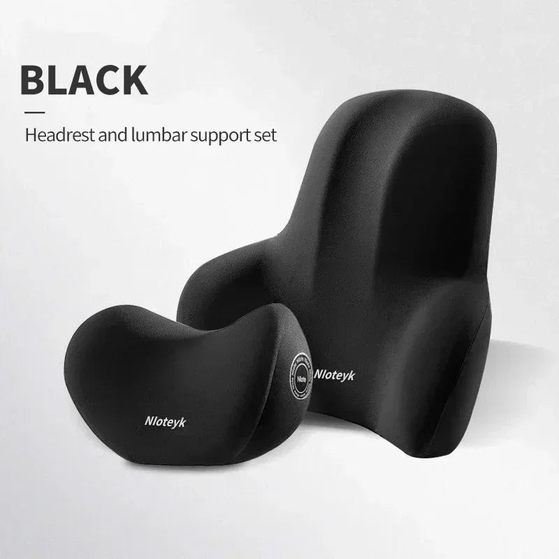 Cojín de Cuello y Lumbar para Coche con Espuma Viscoelástica | Almohada Ergonómica de Respaldo y Reposacabezas