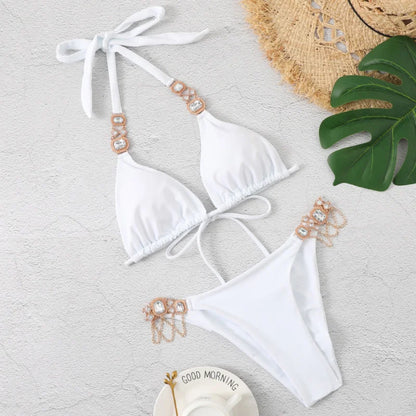 Bikini Sexy Mujer 2025 | Push-Up con Rhinestones Playa y Piscina