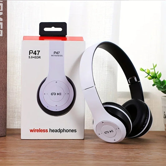 Auriculares P47 Inalámbricos Bluetooth 5.0 | Cascos Estéreo Plegables con Micrófono, Cancelación de Ruido y Control de Voz