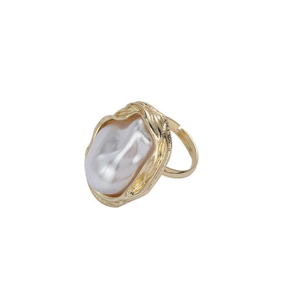 Anillo Estrella de Mar con Perla – Ajustable, Dorado, Joyería de Moda Coreana 2025