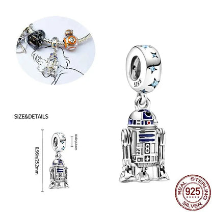 Charm Star Wars Mandalorian en Plata 925 – Abalorio Yoda y Casco Mandalorian para Pulsera Original Mujer