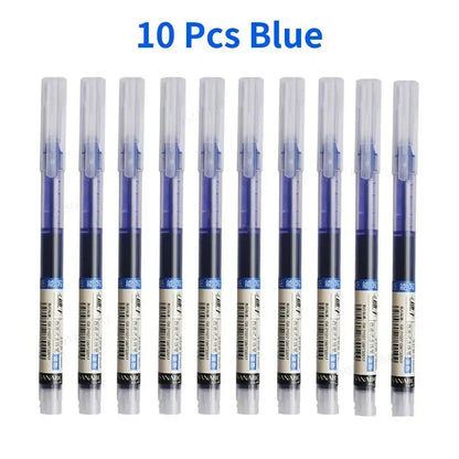 10Pcs High Quality Needle Type Gel Pen Straight Liquid Ballpoint Pens Perfect Kawaii Stationery for School/Office Writing Supply