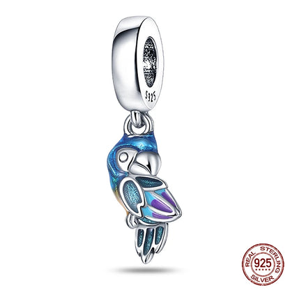 Charm de Plata S925 Mariquita de Siete Puntos y Trébol de la Suerte – Abalorio Colorido y Brillante para Pulseras Originales