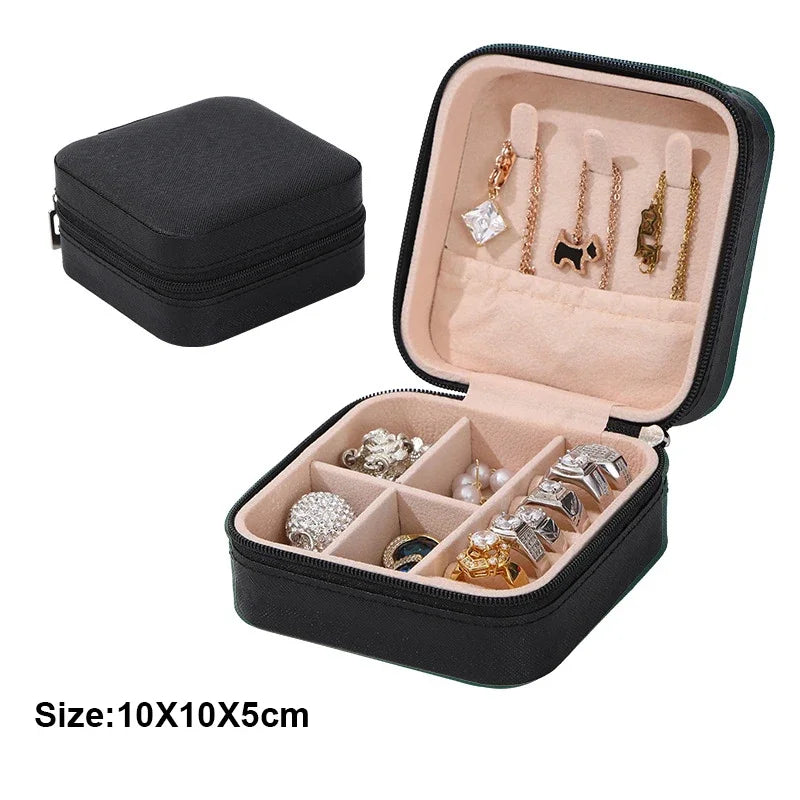 Caja de Almacenamiento de Joyería Portátil | Mini Estuche para Aretes, Anillos y Collares | Organizador de Viaje con Capas