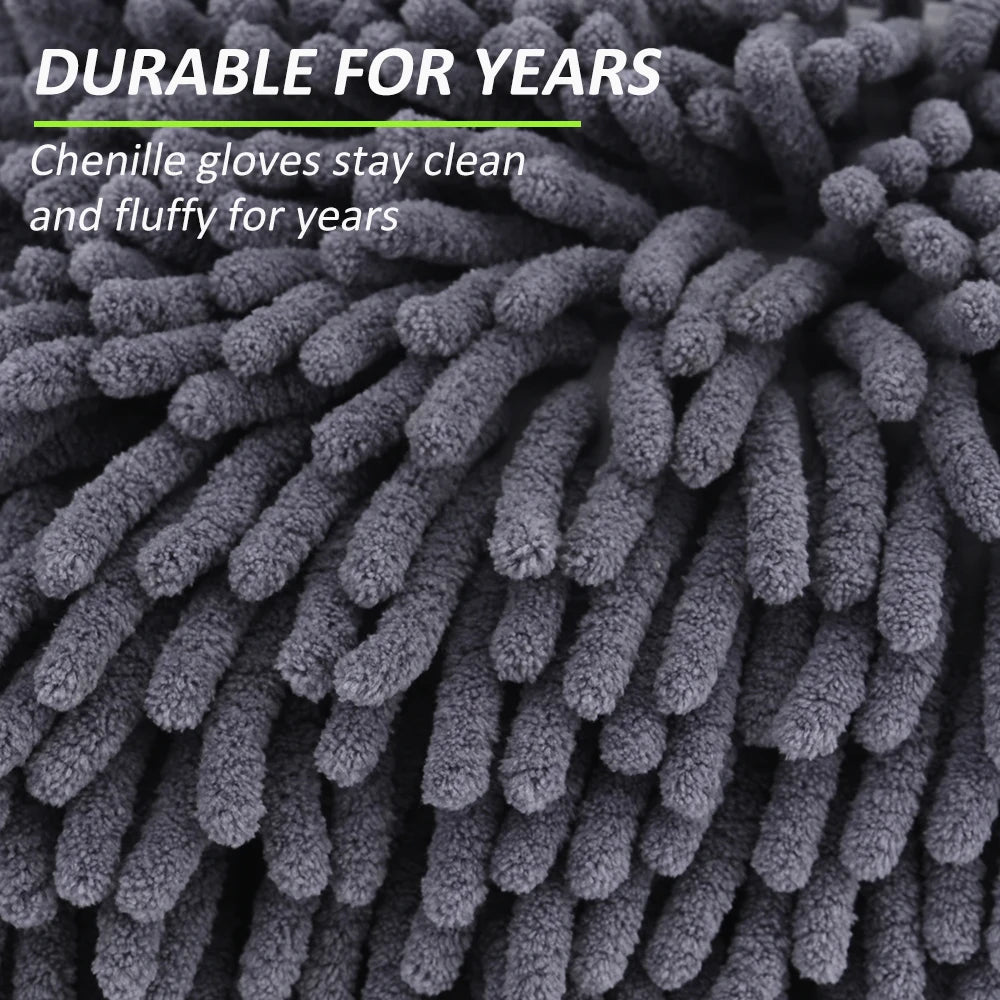 Guante de Microfibra para Lavado de Autos | Chenille Doble Cara, Suave y Absorbente, Limpieza Detallada