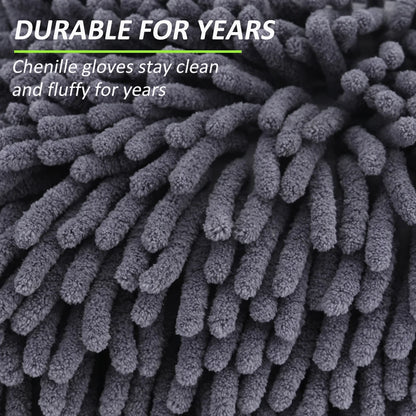 Guante de Microfibra para Lavado de Autos | Chenille Doble Cara, Suave y Absorbente, Limpieza Detallada