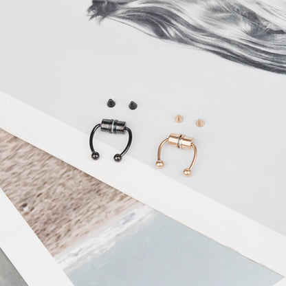 2Pcs or 5Pcs Magnet Nose Ring Stainless Steel Horseshoe Ring Nose Clip Non-pierced Nose Hoop Magnetic Nose Nail piercing nariz